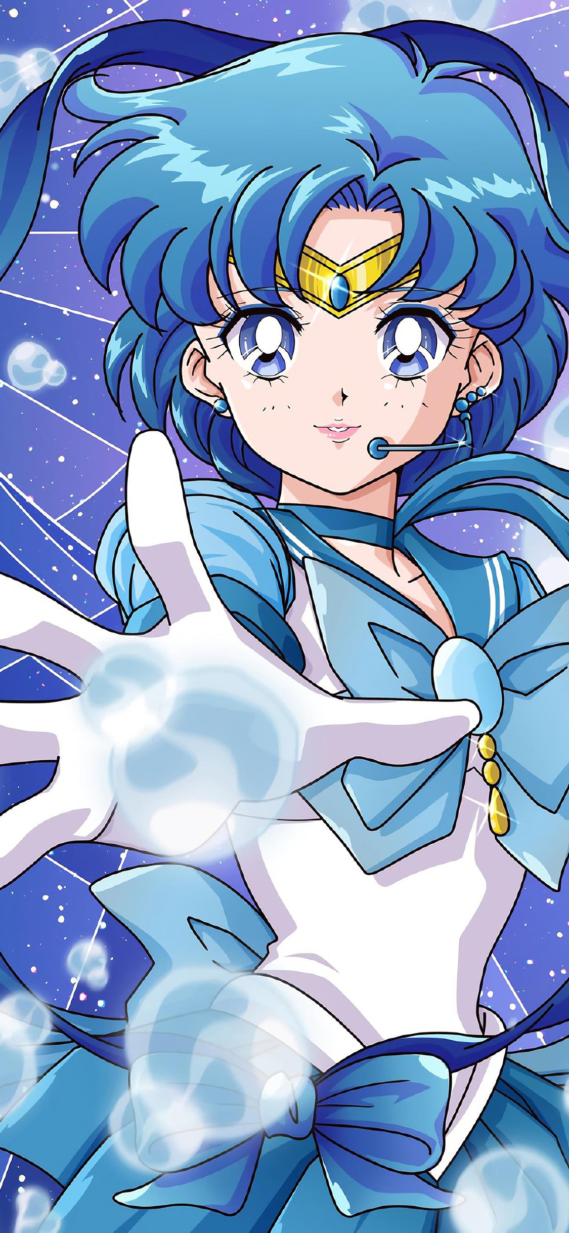 [2436×1125]美少女战士 水野亚美 蓝色 日本 动画 苹果手机动漫壁纸图片