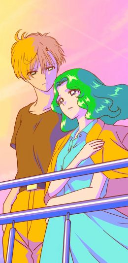 [2436x1125]美少女战士 海王满 水手海王星 动画 情侣 苹果手机动漫壁纸图片