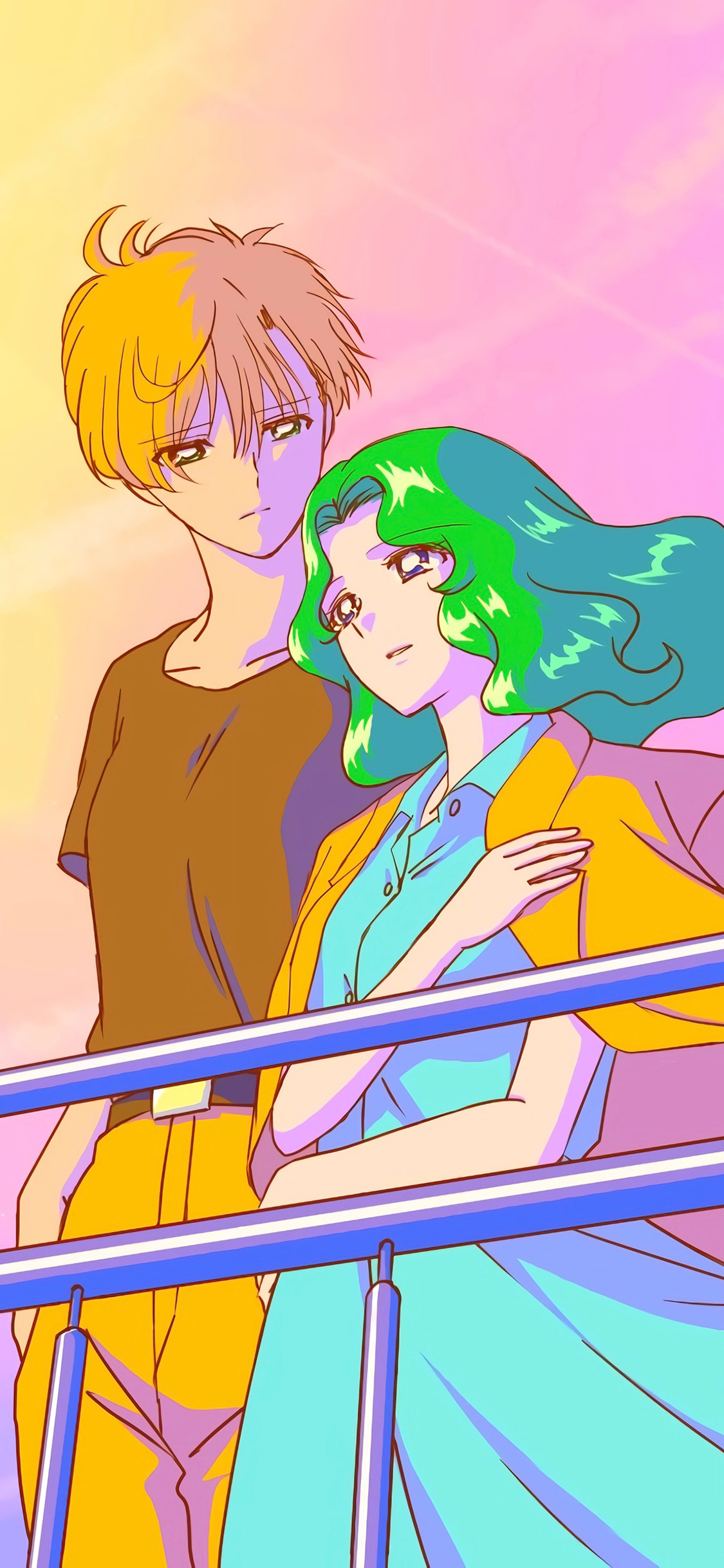 [2436×1125]美少女战士 海王满 水手海王星 动画 情侣 苹果手机动漫壁纸图片