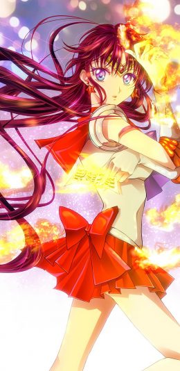 [2436x1125]美少女战士 火野丽 水手火星 恶灵退散 动画 苹果手机动漫壁纸图片