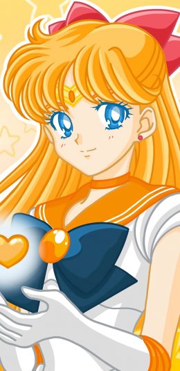 [2436x1125]美少女战士 爱野美奈子 爱心 黄色 动画 苹果手机动漫壁纸图片