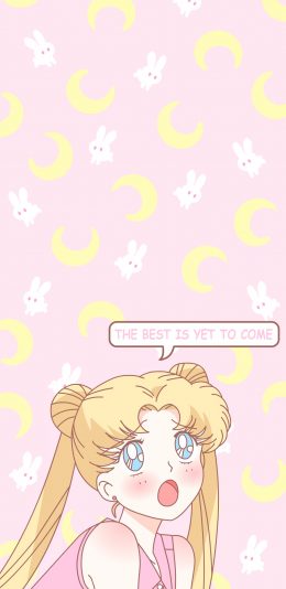 [2436x1125]美少女战士 粉色 兔子 月亮 苹果手机动漫壁纸图片