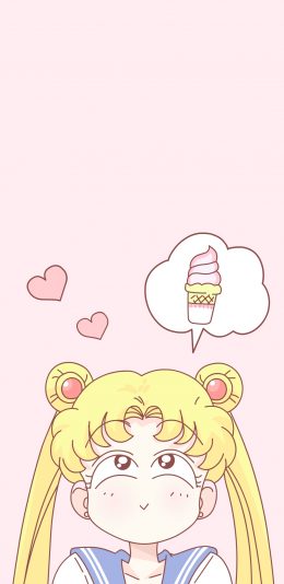 [2436x1125]美少女战士 粉色 动画 冰淇淋 爱心 苹果手机动漫壁纸图片