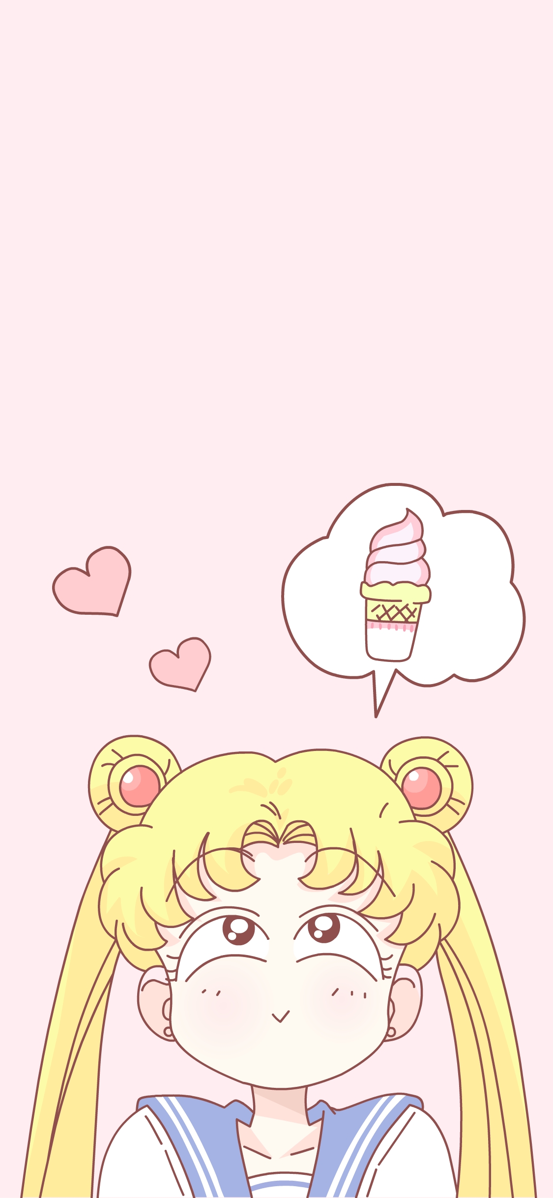 [2436×1125]美少女战士 粉色 动画 冰淇淋 爱心 苹果手机动漫壁纸图片