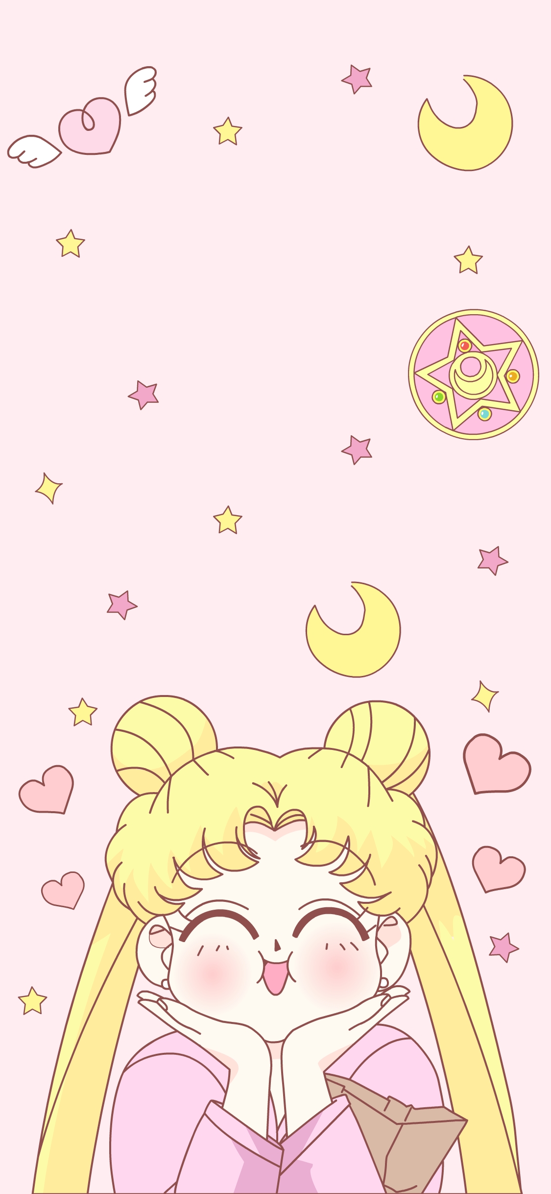 [2436×1125]美少女战士 粉色 动画 爱心 开心 苹果手机动漫壁纸图片