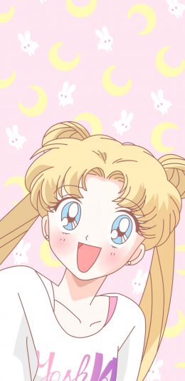 [2436x1125]美少女战士 粉色 卡通 月亮 兔子 苹果手机动漫壁纸图片