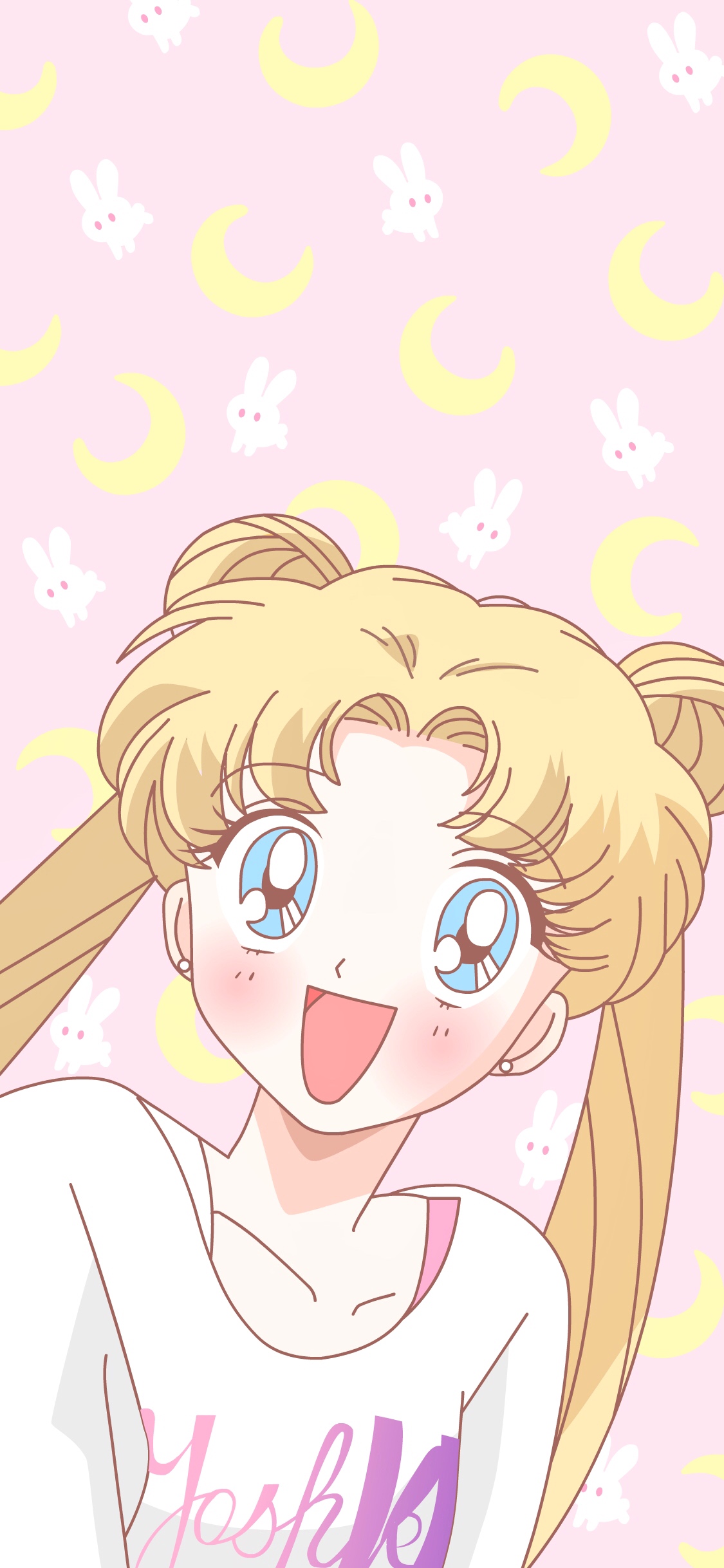 [2436×1125]美少女战士 粉色 卡通 月亮 兔子 苹果手机动漫壁纸图片