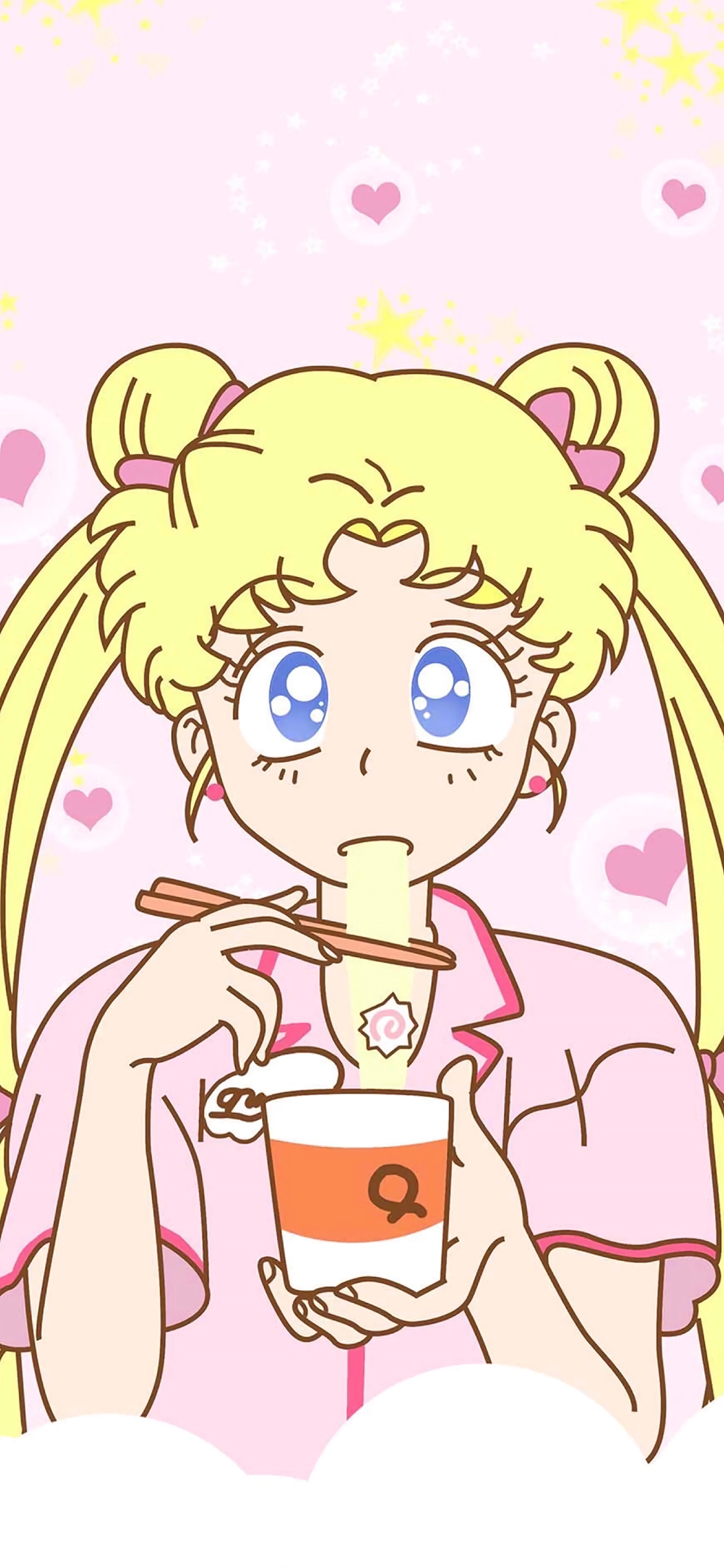 [2436×1125]美少女战士 粉色 卡通 爱心 方便面 苹果手机动漫壁纸图片