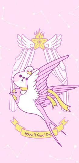 [2436x1125]美梦 粉色 兔子 可爱 星座 燕子 苹果手机动漫壁纸图片