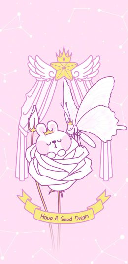 [2436x1125]美梦 粉色 兔子 可爱 星座 玫瑰 蝴蝶 苹果手机动漫壁纸图片