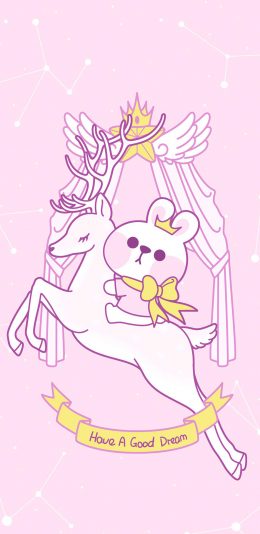 [2436x1125]美梦 粉色 兔子 可爱 星座 鹿 苹果手机动漫壁纸图片