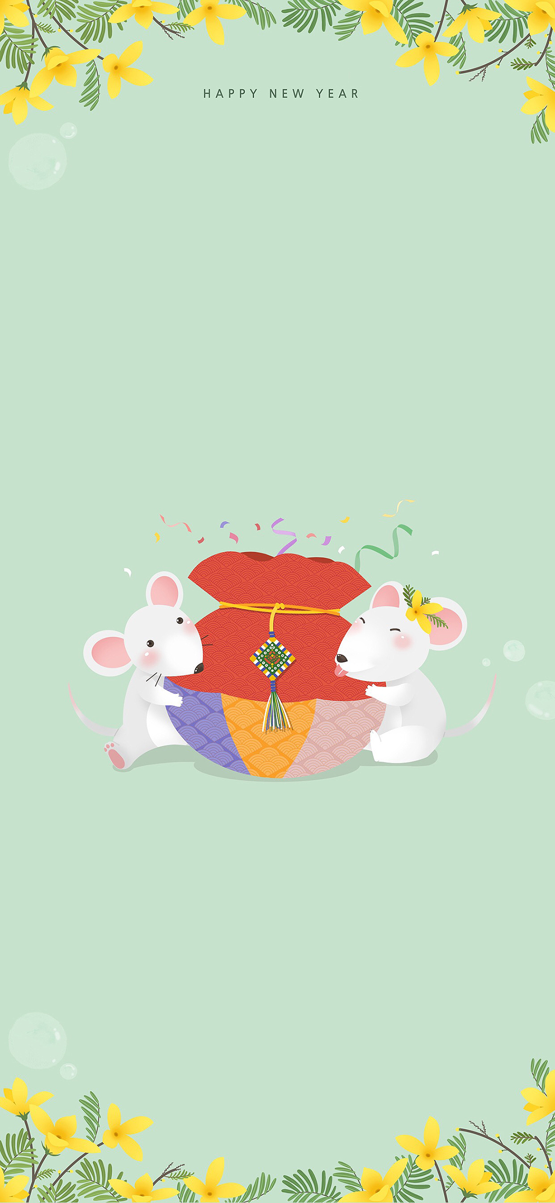 [2436×1125]老鼠 卡通 可爱 福袋 苹果手机动漫壁纸图片