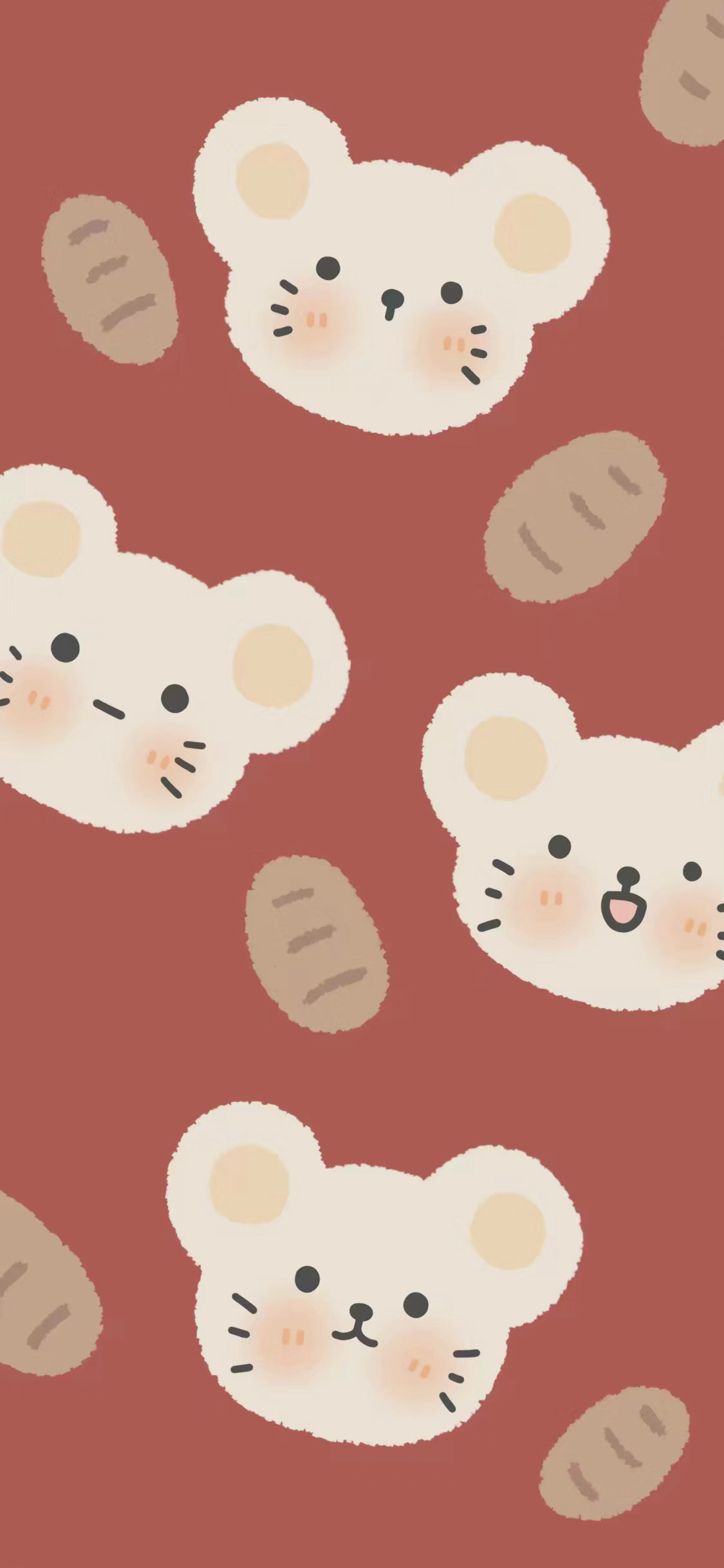 [2436×1125]老鼠 插画 红色 平铺 苹果手机动漫壁纸图片