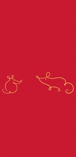 [2436x1125]老鼠 红色 简笔画 苹果手机动漫壁纸图片