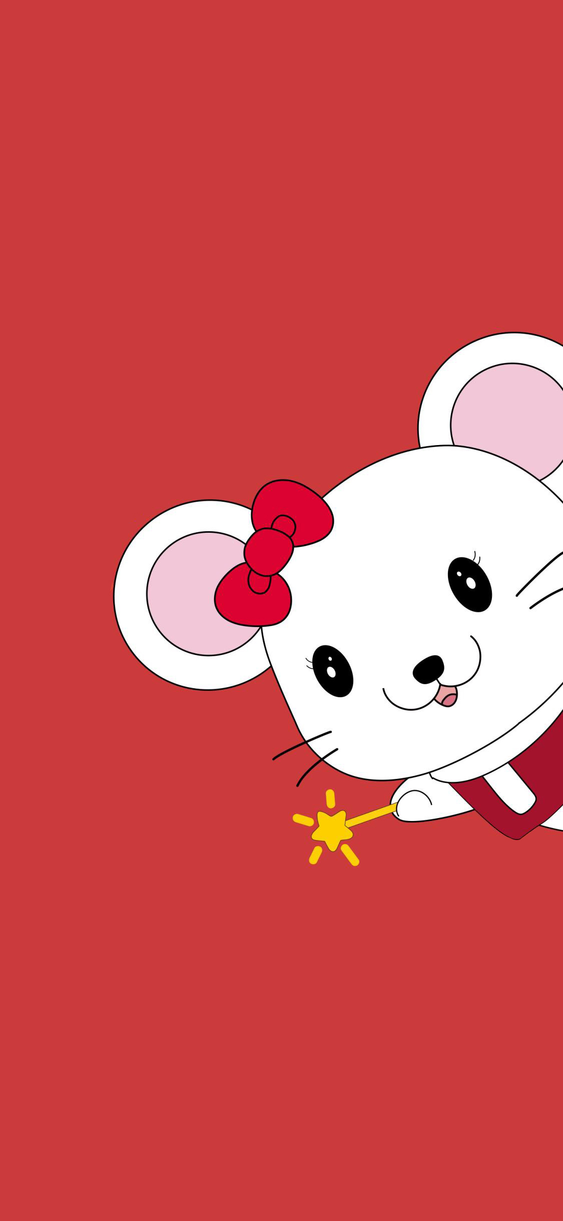 [2436×1125]老鼠 红色 蝴蝶结 星星 苹果手机动漫壁纸图片