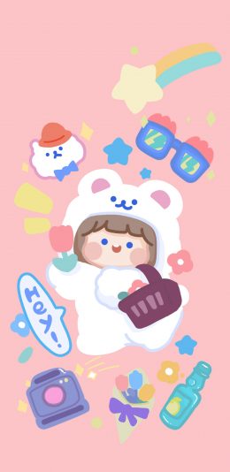 [2436x1125]肉肉酱 hey 眼镜 星星 花 卡通 苹果手机动漫壁纸图片