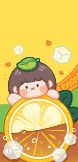 [2436x1125]肉肉酱 柠檬茶 饮料 黄色 苹果手机动漫壁纸图片