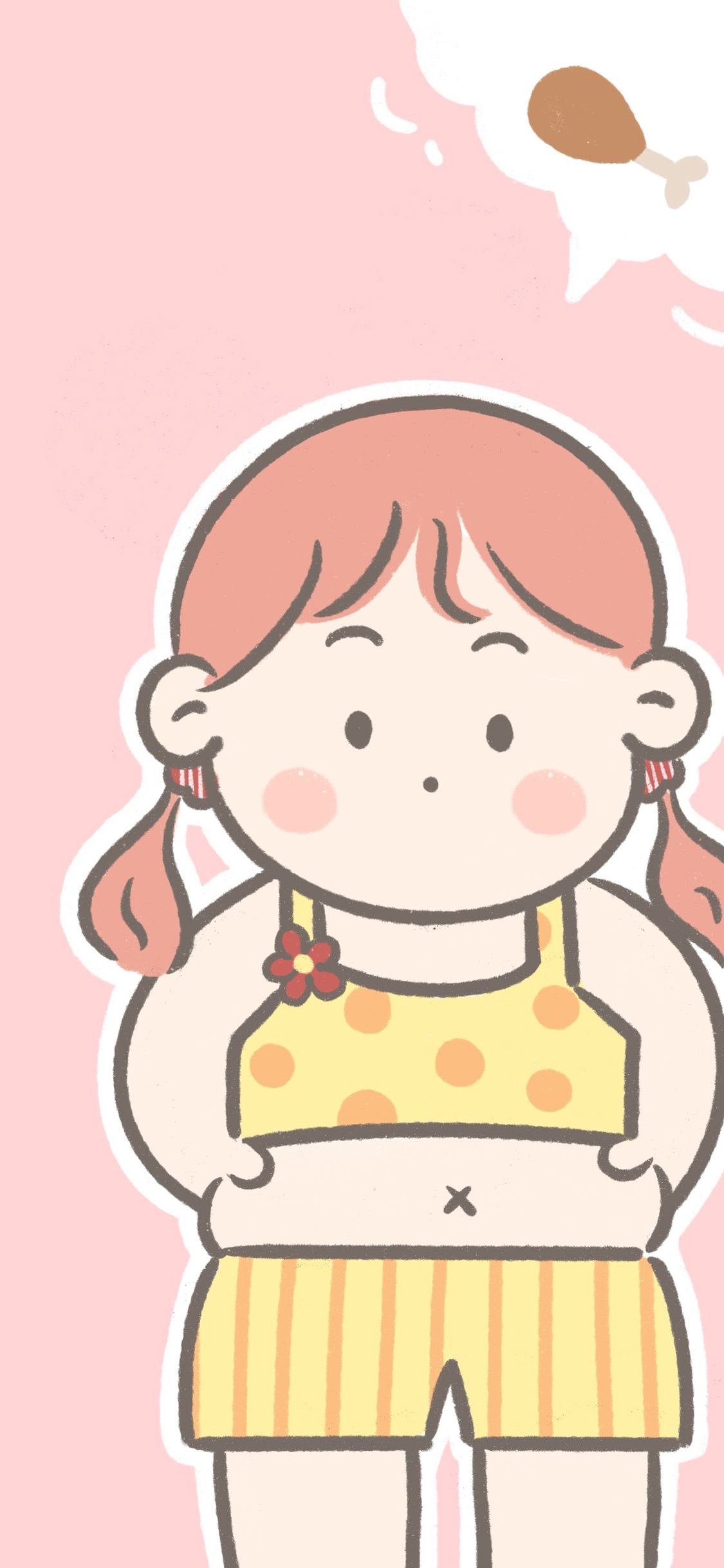 [2436×1125]肚腩 肥胖 鸡腿 女孩 肚子 苹果手机动漫壁纸图片