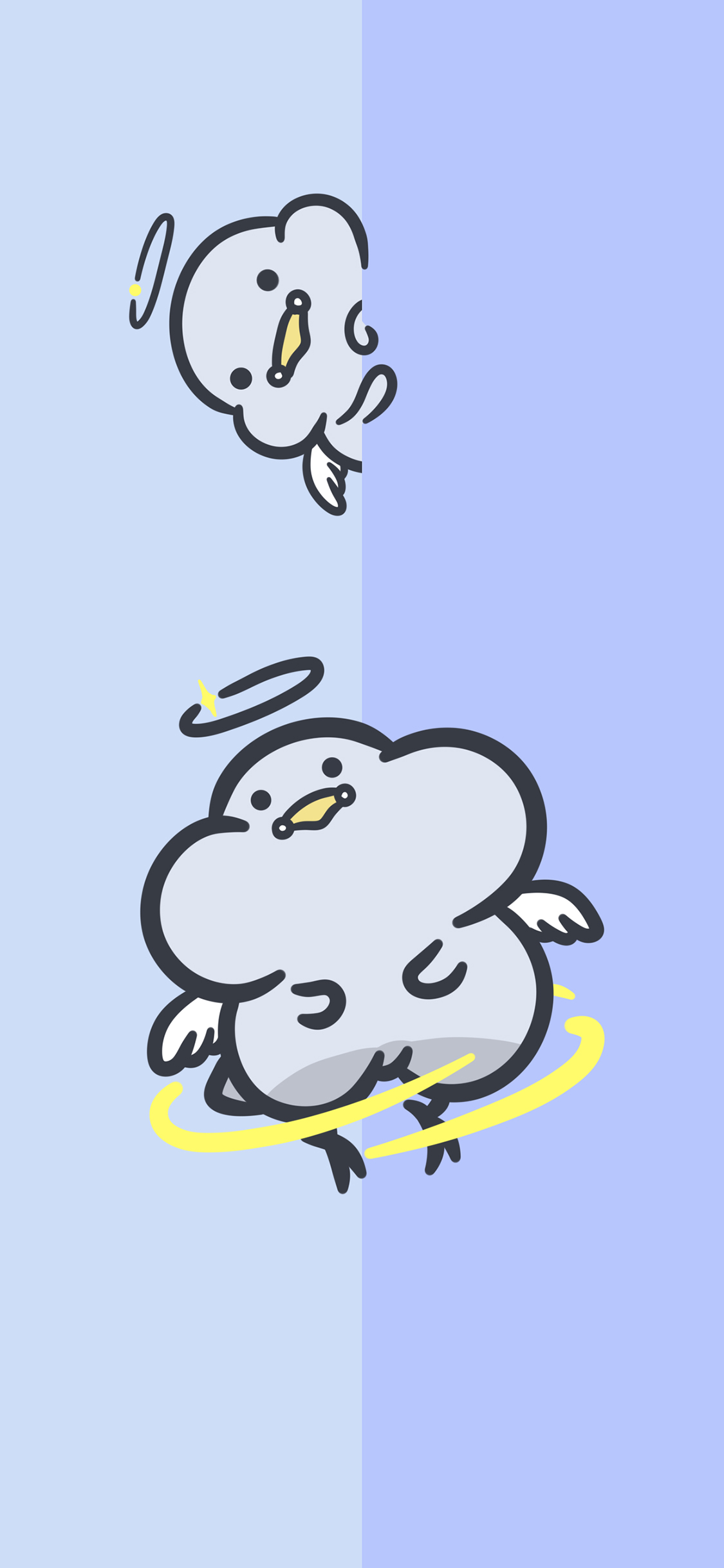 [2436×1125]肥胖 鸽子 对话框 卡通 苹果手机动漫壁纸图片