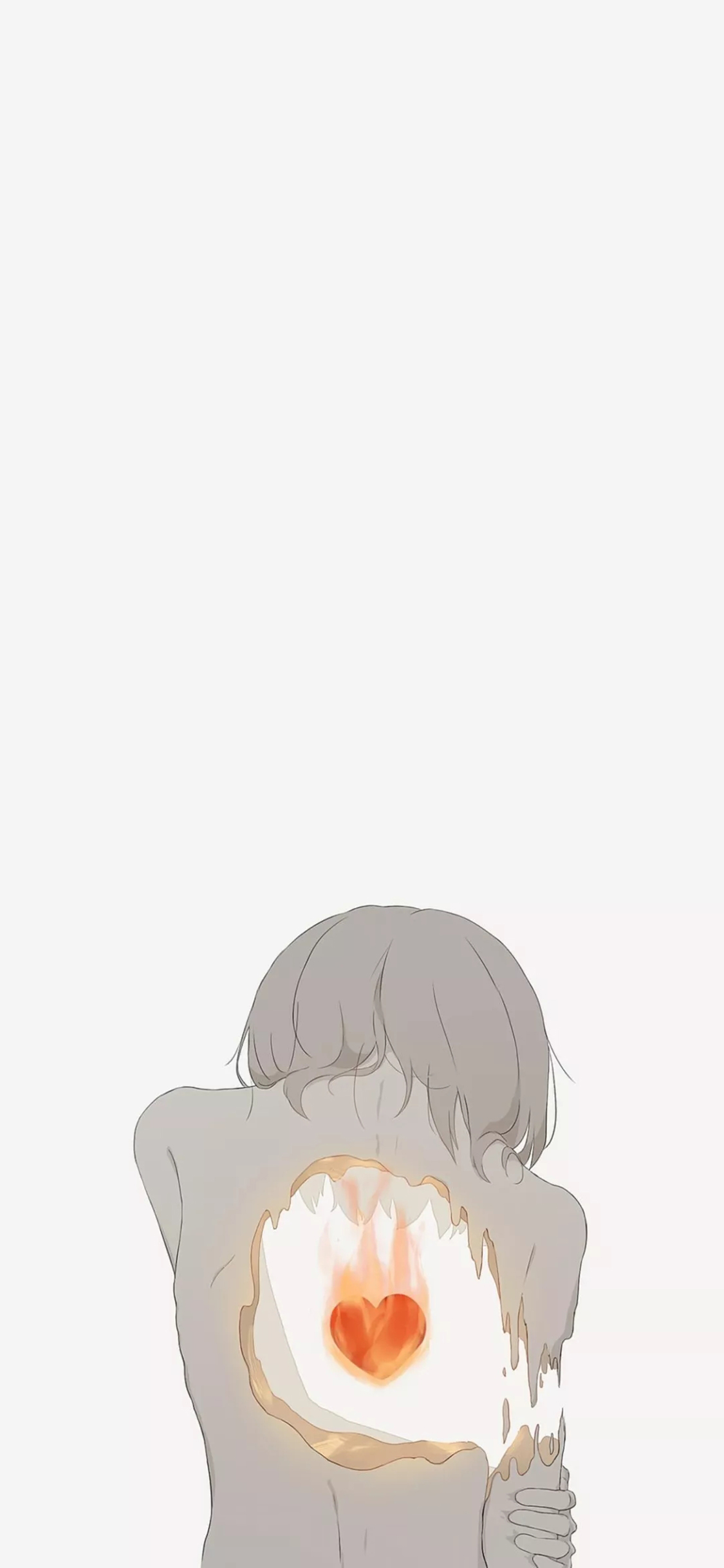 [2436×1125]背影 二次元 心脏 燃烧 苹果手机动漫壁纸图片