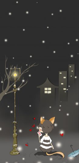 [2436x1125]背影 单身狗 分手 卡通 苹果手机动漫壁纸图片