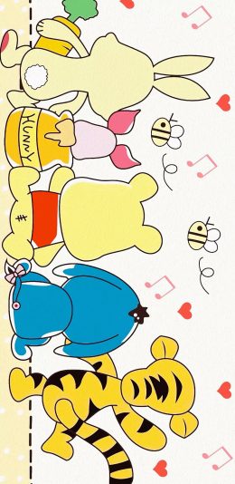 [2436x1125]背影 卡通 小熊维尼 跳跳虎 苹果手机动漫壁纸图片