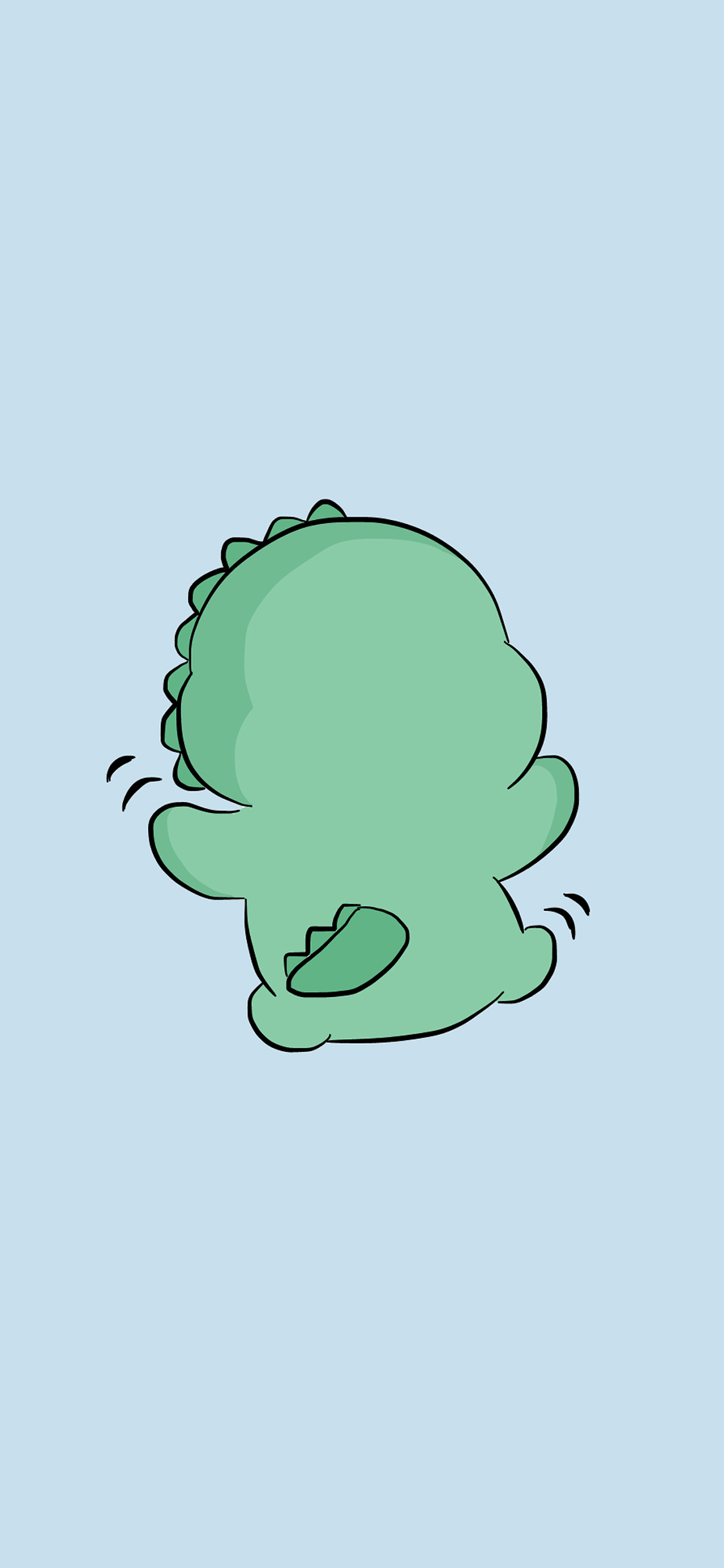 [2436×1125]背影 绿 可爱 小恐龙 苹果手机动漫壁纸图片