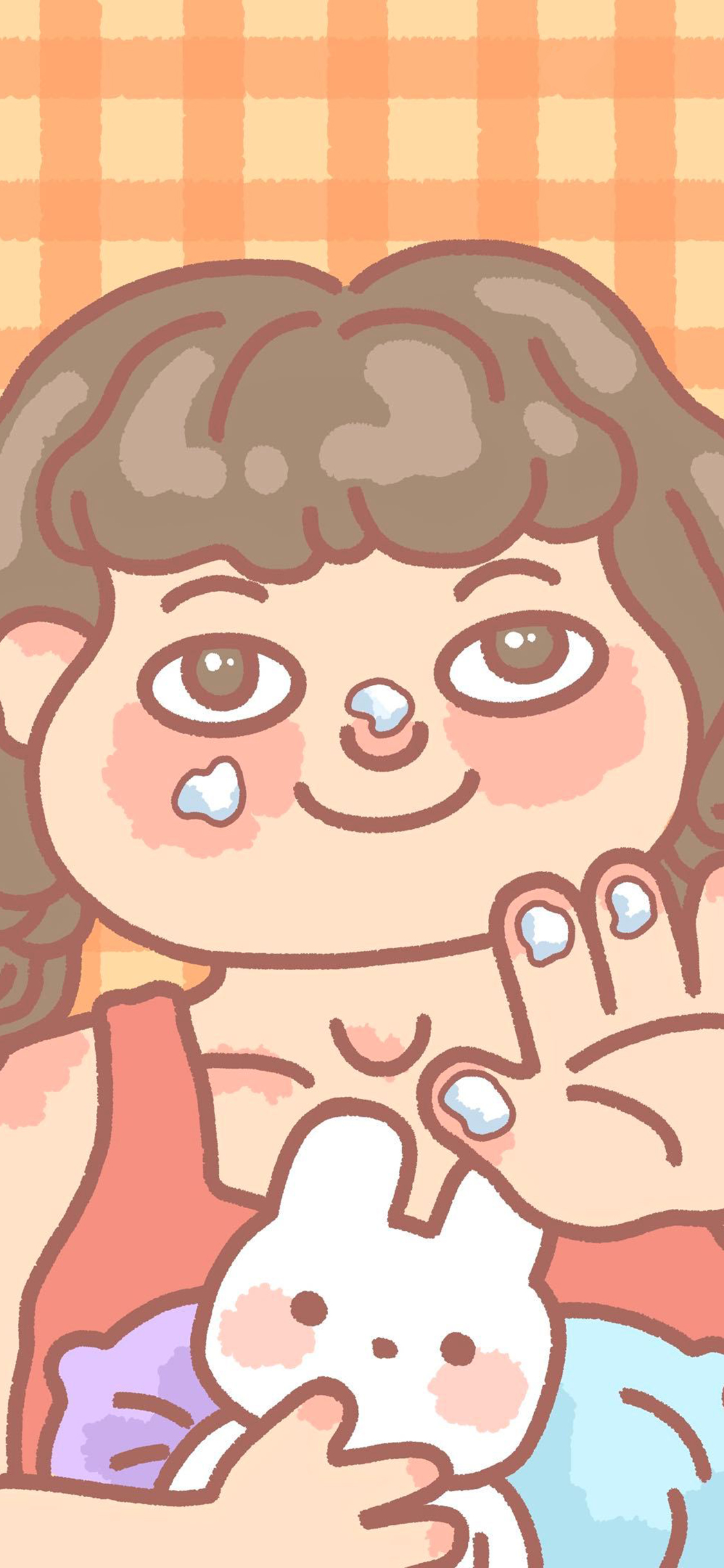 [2436×1125]胖墩 女孩 肥胖 兔子 苹果手机动漫壁纸图片