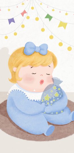 [2436x1125]胖妞 可爱 娃娃 宝宝 苹果手机动漫壁纸图片