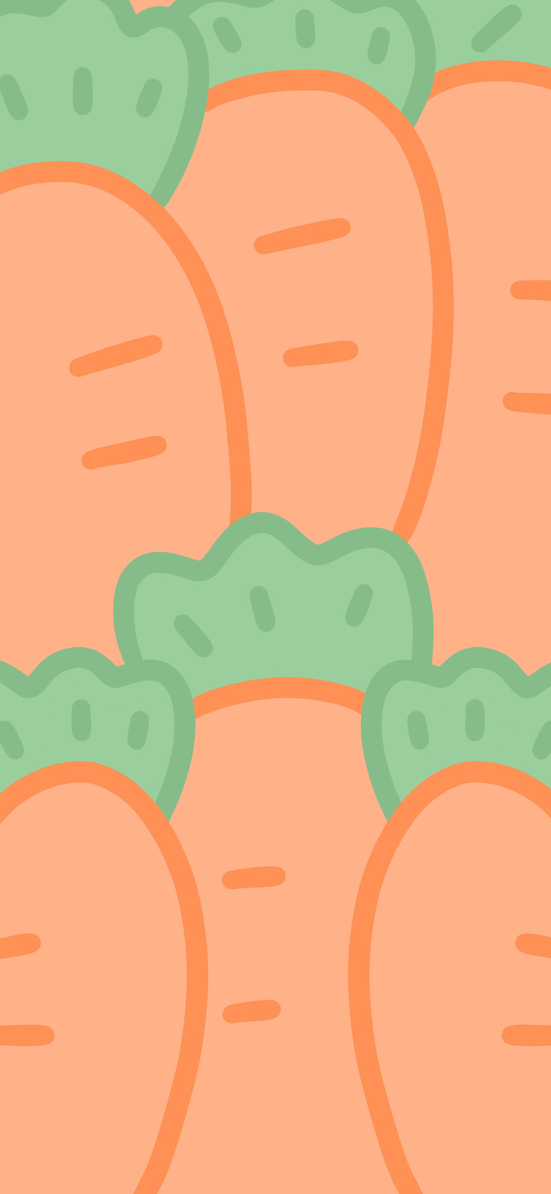 [2436×1125]胡萝卜 橙色 蔬菜 卡通 苹果手机动漫壁纸图片