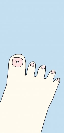 [2436x1125]脚丫 猪鼻子 脚趾 卡通 蓝色 苹果手机动漫壁纸图片