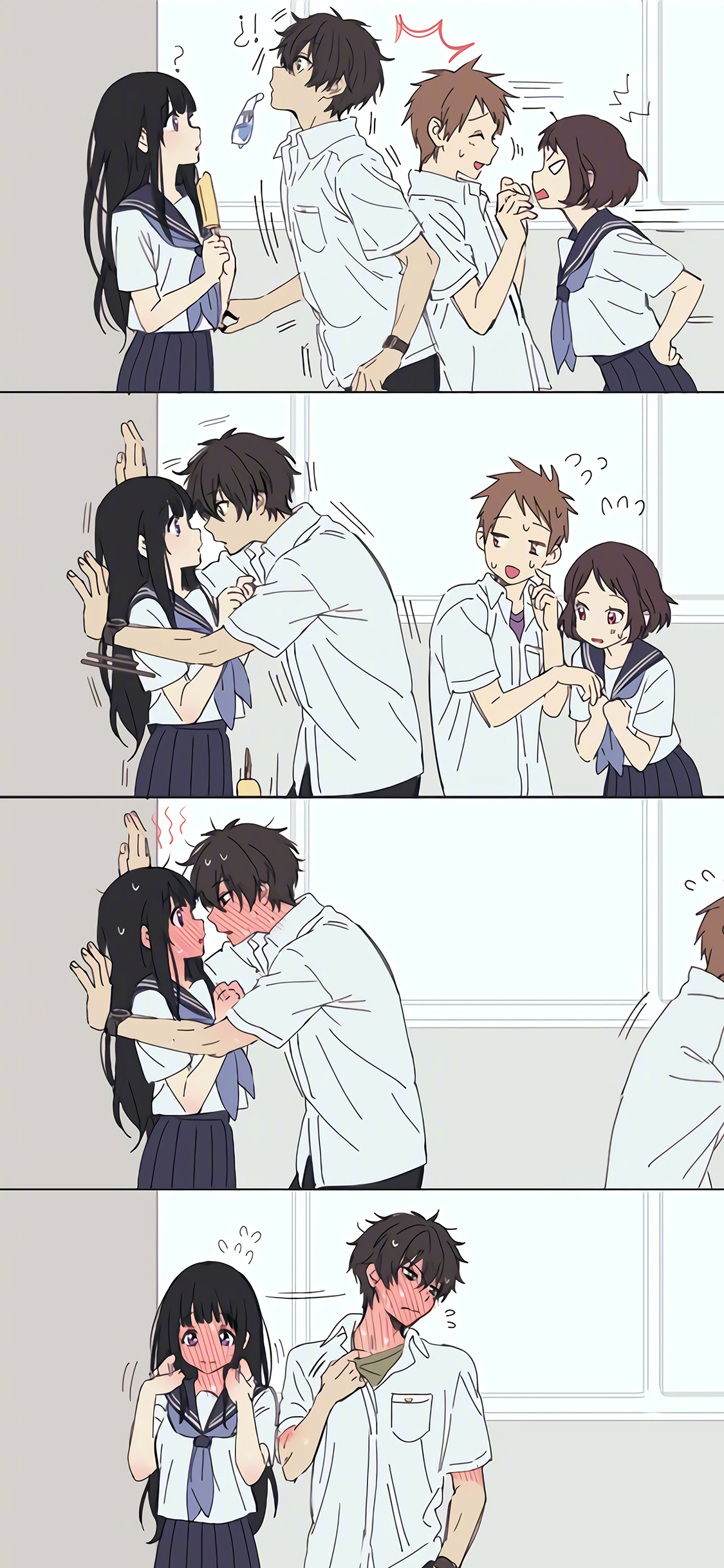 [2436×1125]脸红 二次元 漫画 校园 苹果手机动漫壁纸图片