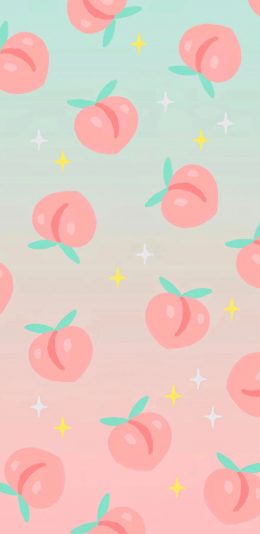 [2436x1125]色彩 渐变 卡通 桃子 平铺 苹果手机动漫壁纸图片