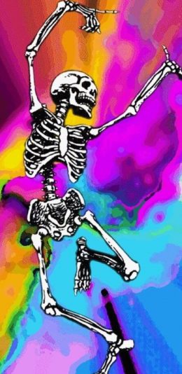 [2436x1125]色彩 背景 骷颅 跳舞 苹果手机动漫壁纸图片