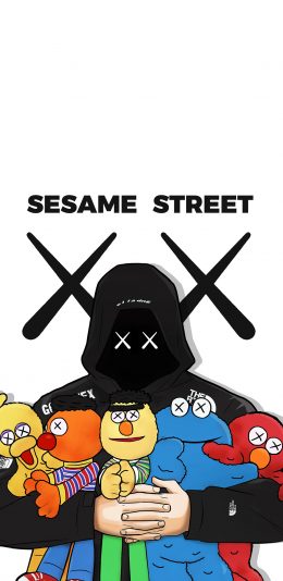 [2436x1125]芝麻街 美国 动画 甜饼怪 艾摩 苹果手机动漫壁纸图片