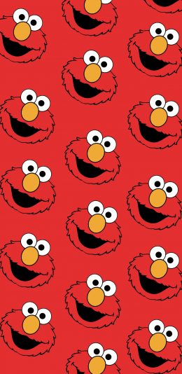 [2436x1125]芝麻街 艾摩 动画 美国 红色 平铺 苹果手机动漫壁纸图片