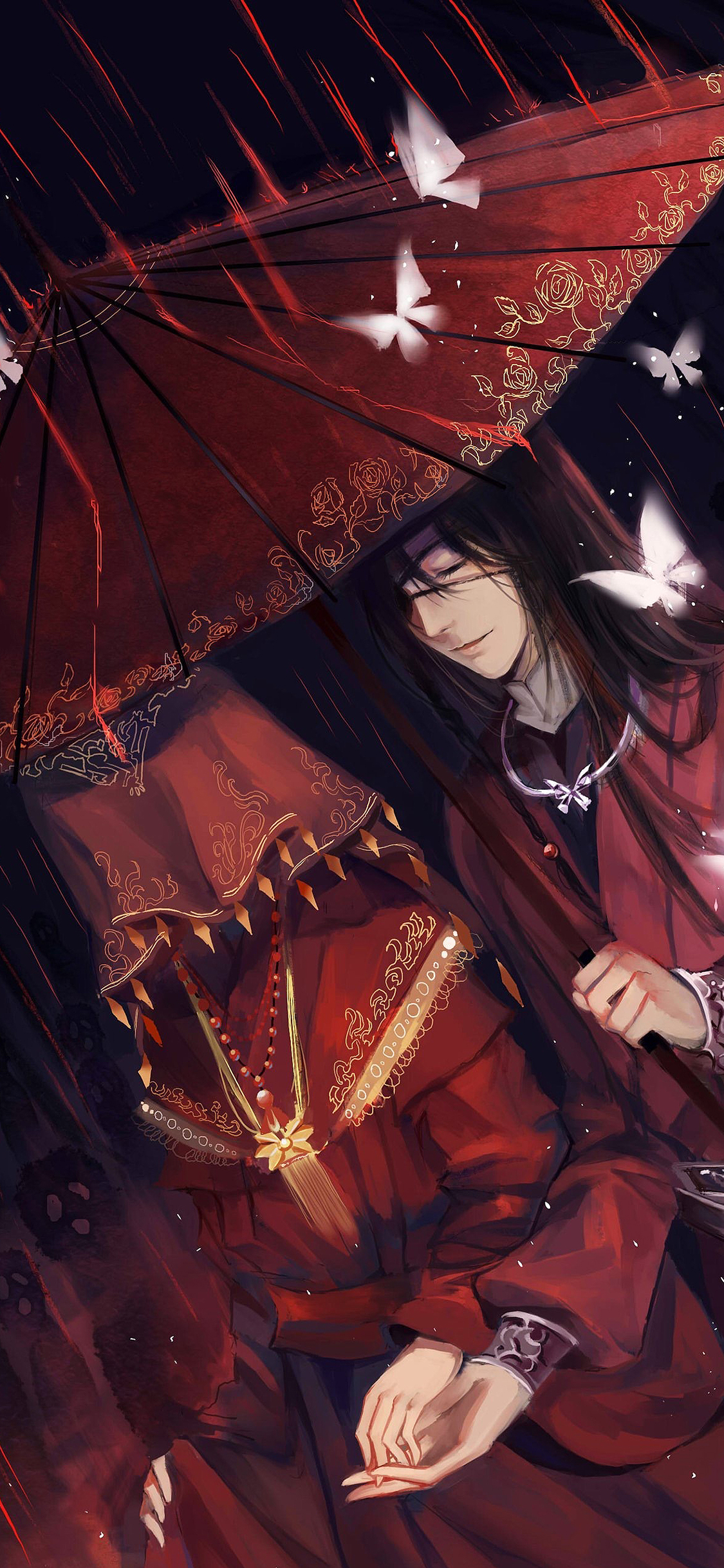 [2436×1125]花怜 血雨 谢怜 花城 天官赐福 苹果手机动漫壁纸图片