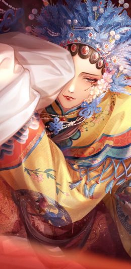 [2436x1125]花旦 古风 凄美 戏服 苹果手机动漫壁纸图片