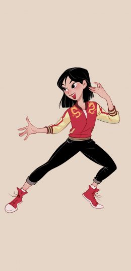 [2436x1125]花木兰 背影 私服 中国风 潮服 武术 苹果手机动漫壁纸图片