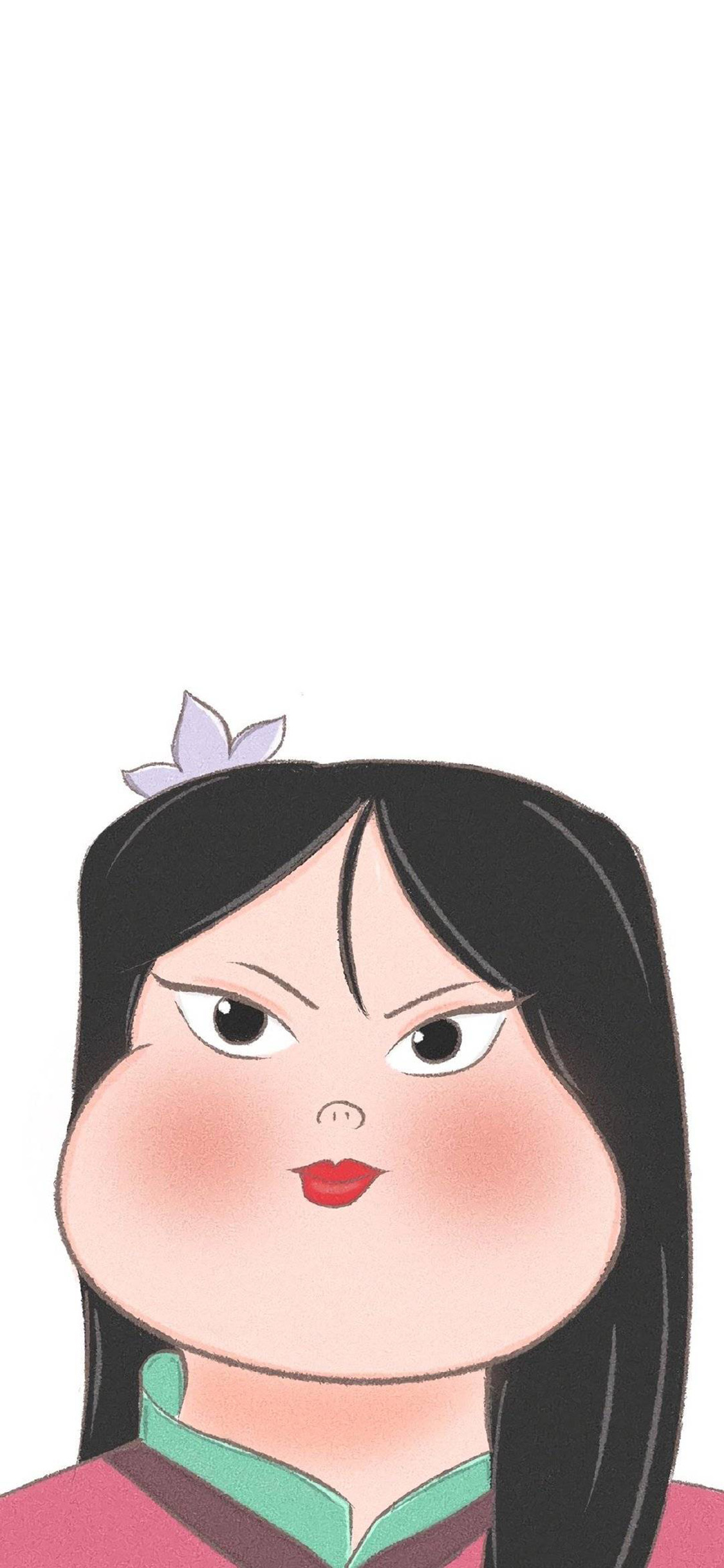 [2436×1125]花木兰 迪士尼 动漫  Q版 苹果手机动漫壁纸图片