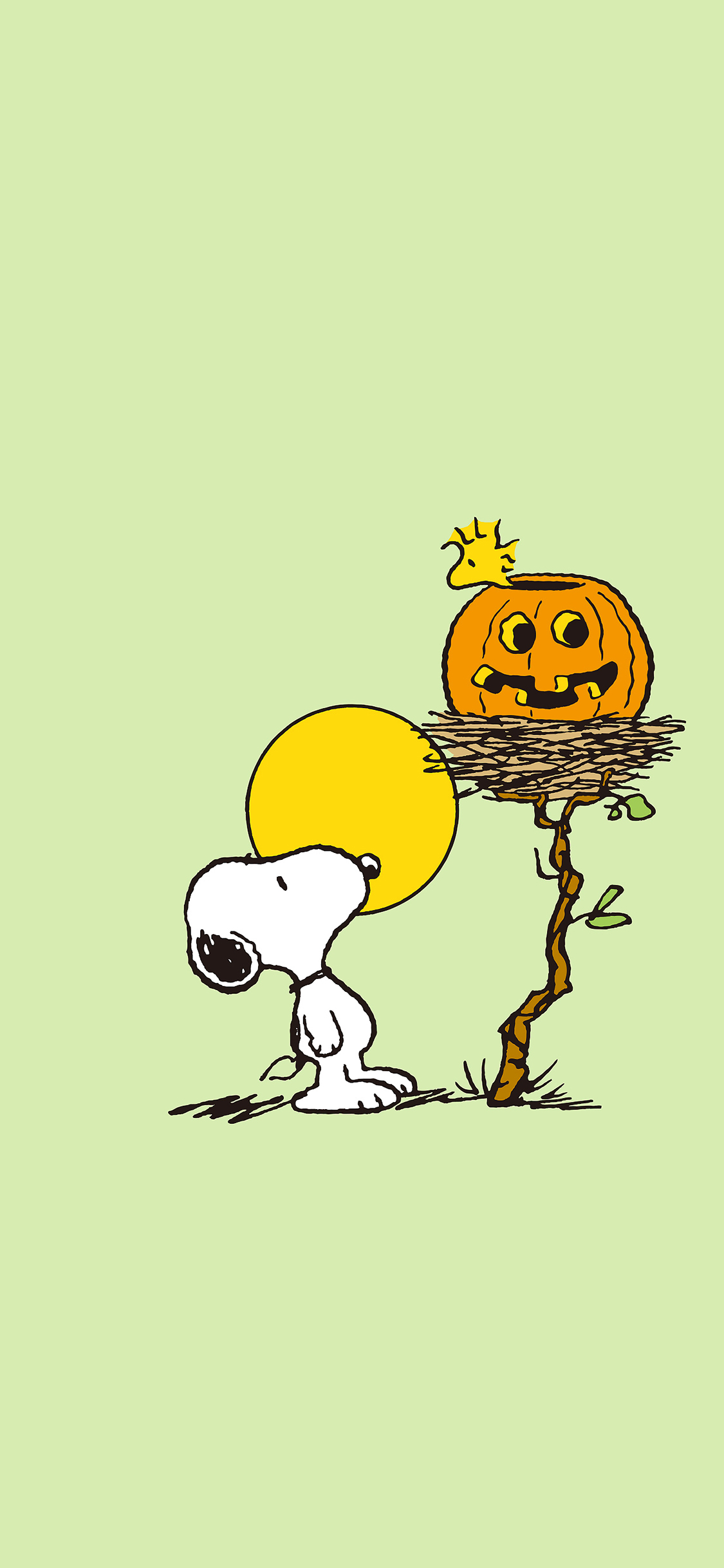 [2436×1125]花生漫画  卡通 史努比 南瓜灯 苹果手机动漫壁纸图片