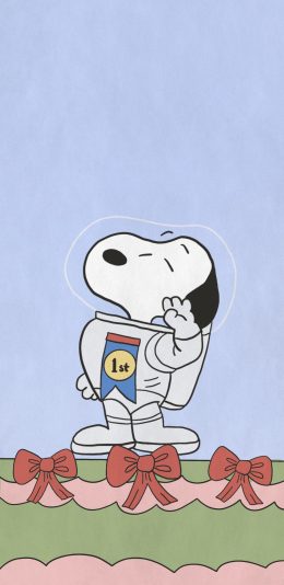 [2436x1125]花生漫画 史努比 蝴蝶结 苹果手机动漫壁纸图片