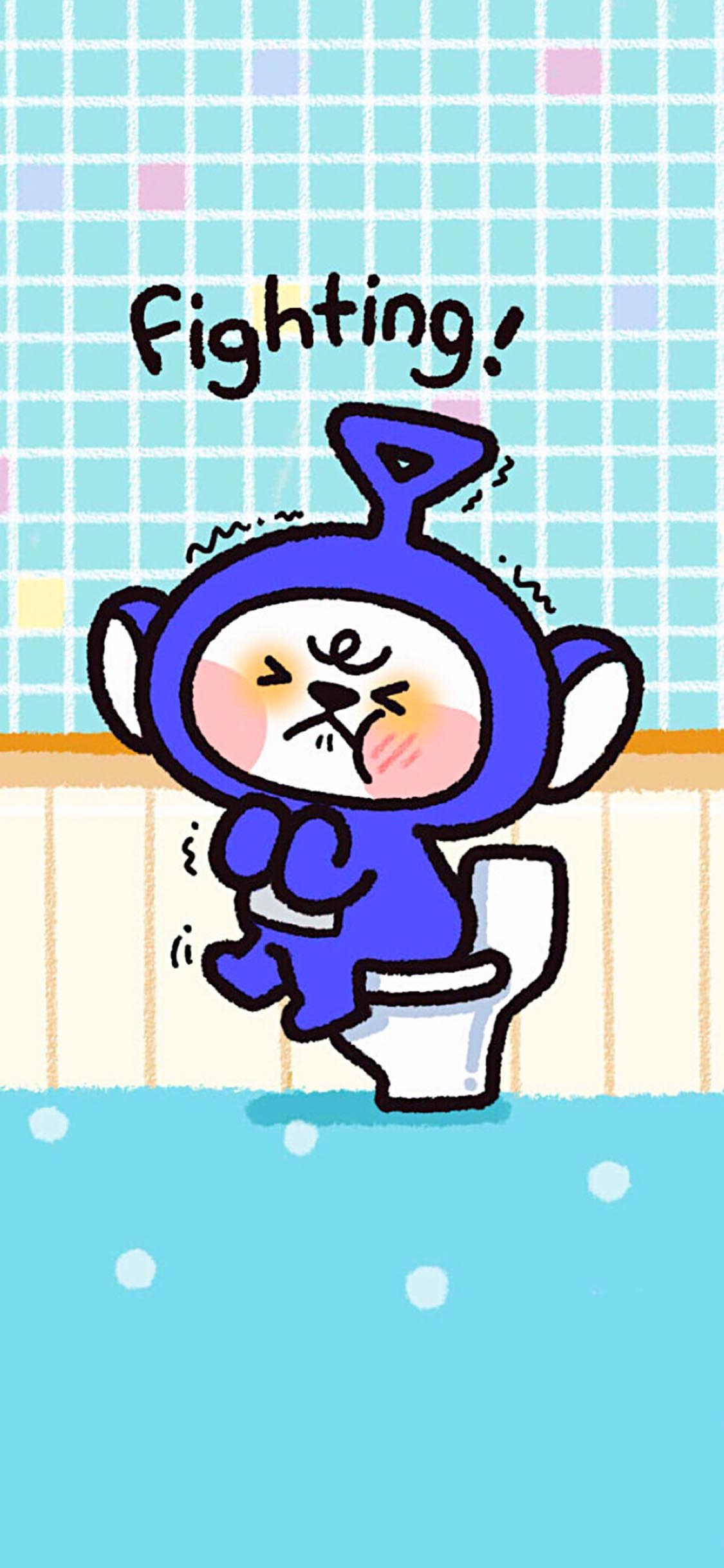 [2436×1125]英国 幼儿节目 天线宝宝 丁丁 上厕所 fighting 苹果手机动漫壁纸图片