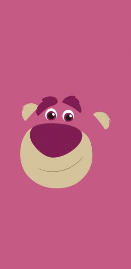 [2436x1125]草莓熊 枚红色 卡通 大脸 苹果手机动漫壁纸图片