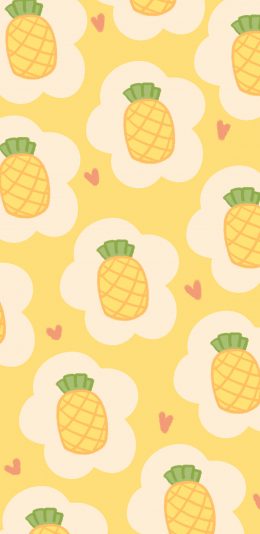 [2436x1125]菠萝 黄色 平铺 水果 苹果手机动漫壁纸图片