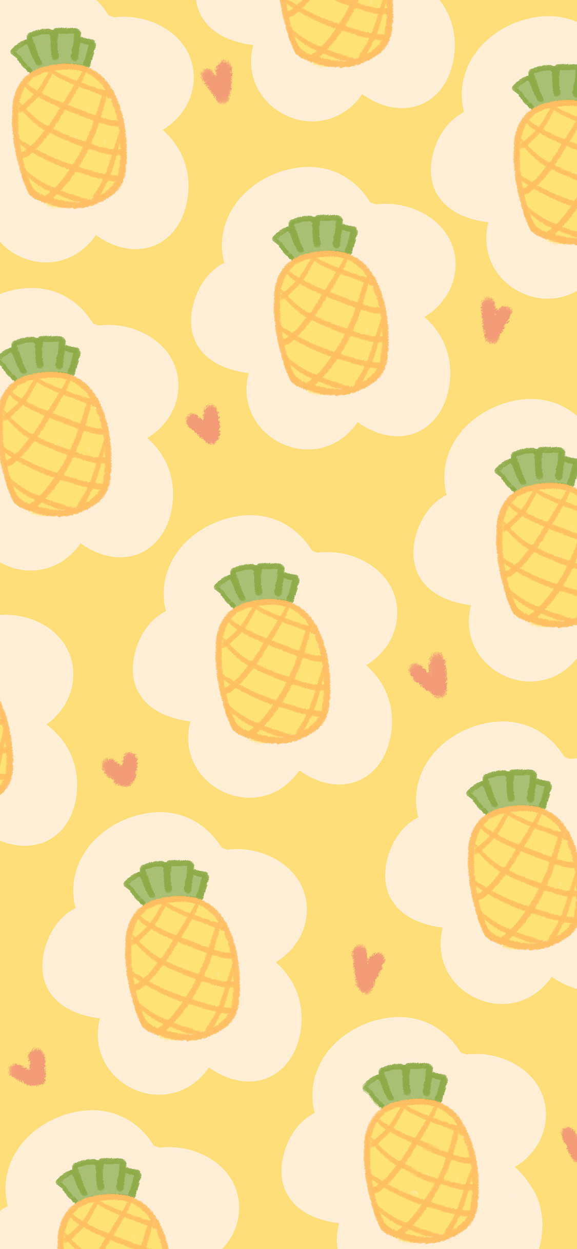 [2436×1125]菠萝 黄色 平铺 水果 苹果手机动漫壁纸图片