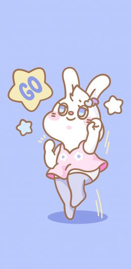 [2436x1125]萌咔便利店 go 兔子 蓝色 苹果手机动漫壁纸图片