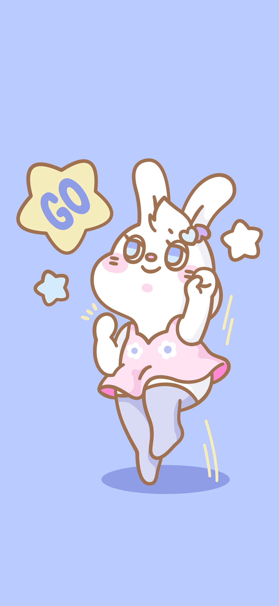 [2436×1125]萌咔便利店 go 兔子 蓝色 苹果手机动漫壁纸图片