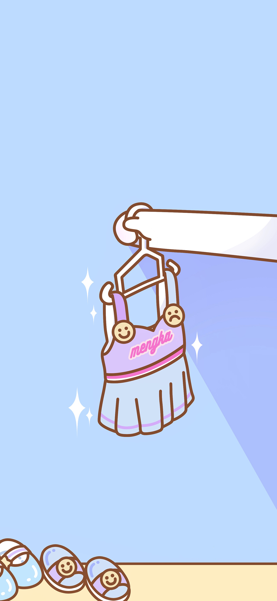 [2436×1125]萌咔便利店 裙子 卡通 鞋子 苹果手机动漫壁纸图片