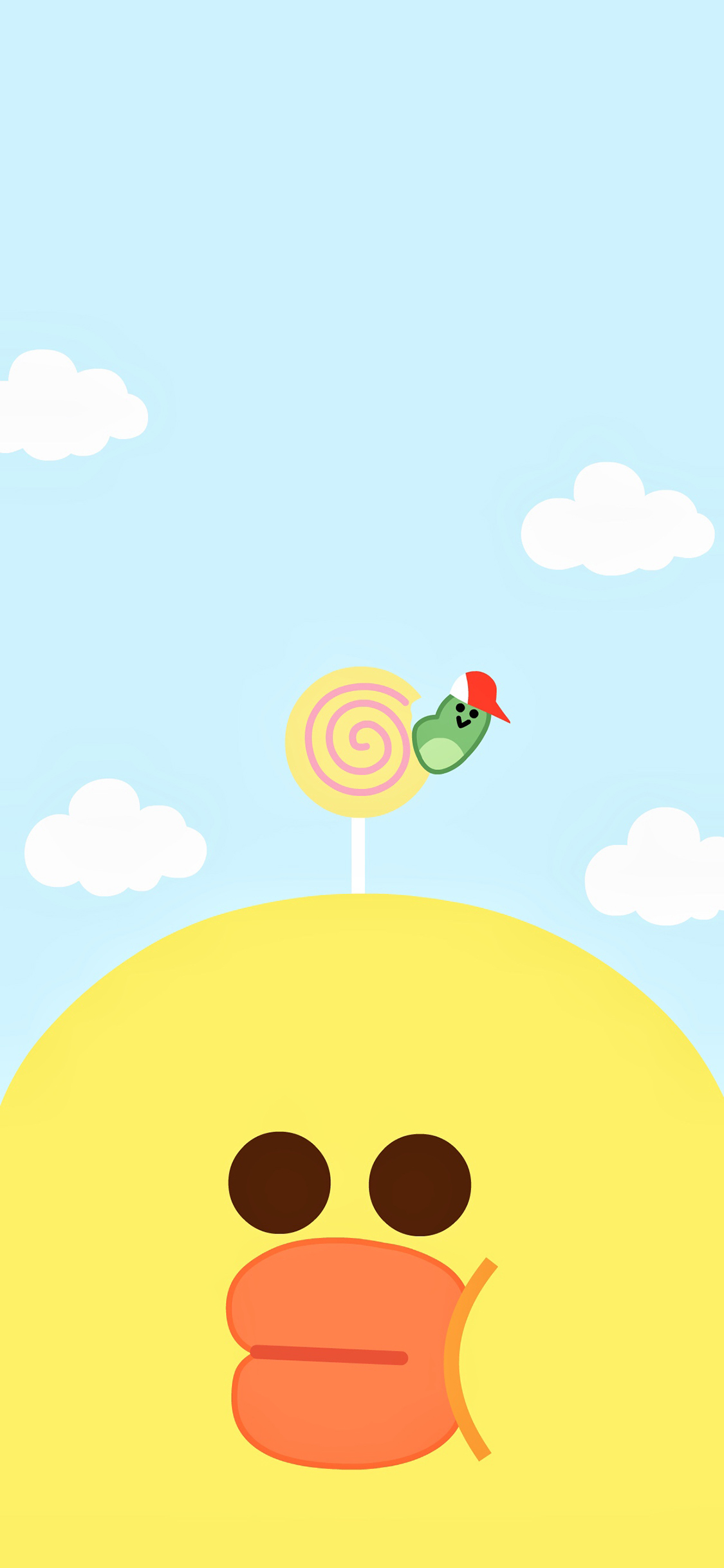 [2436×1125]萨莉鸡 line friends 卡通 可爱 天空 苹果手机动漫壁纸图片